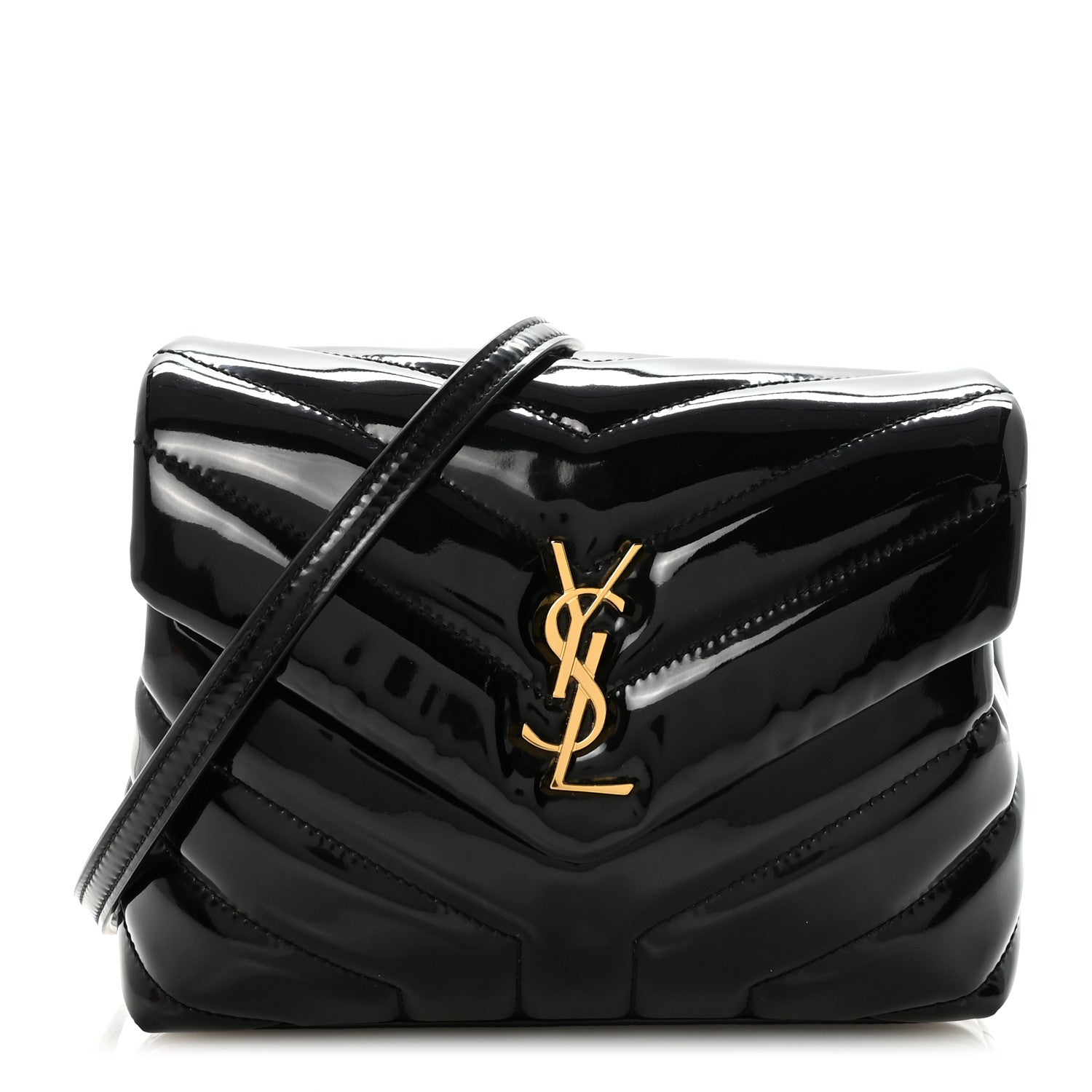 Saint Laurent Patent Y Quilted Monogram Toy Loulou Crossbody Bag Black 1 of 10