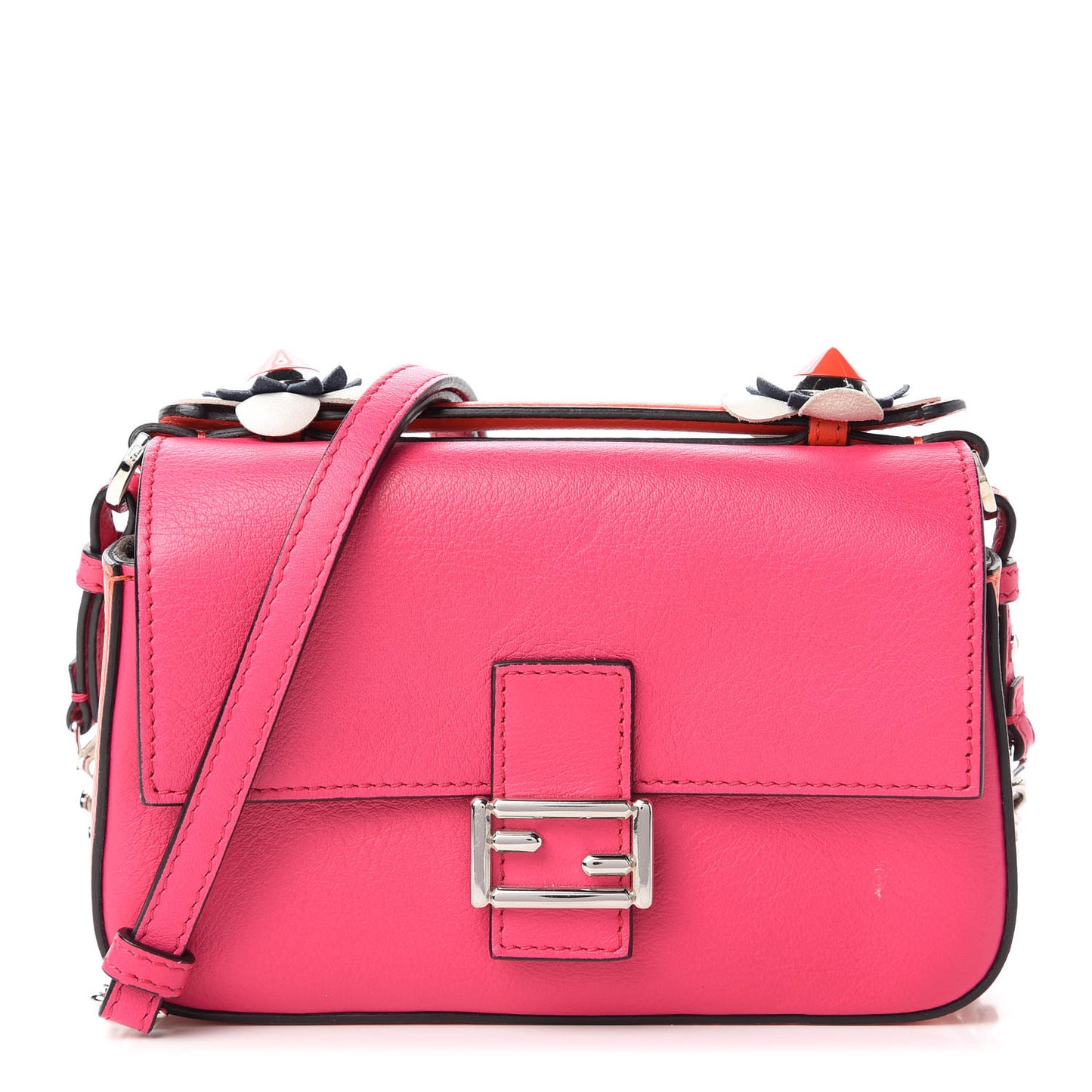 Vitello Dolce Nappa Flowerland Tri-Color Micro Double Baguette Fuxia White Ice Papavero