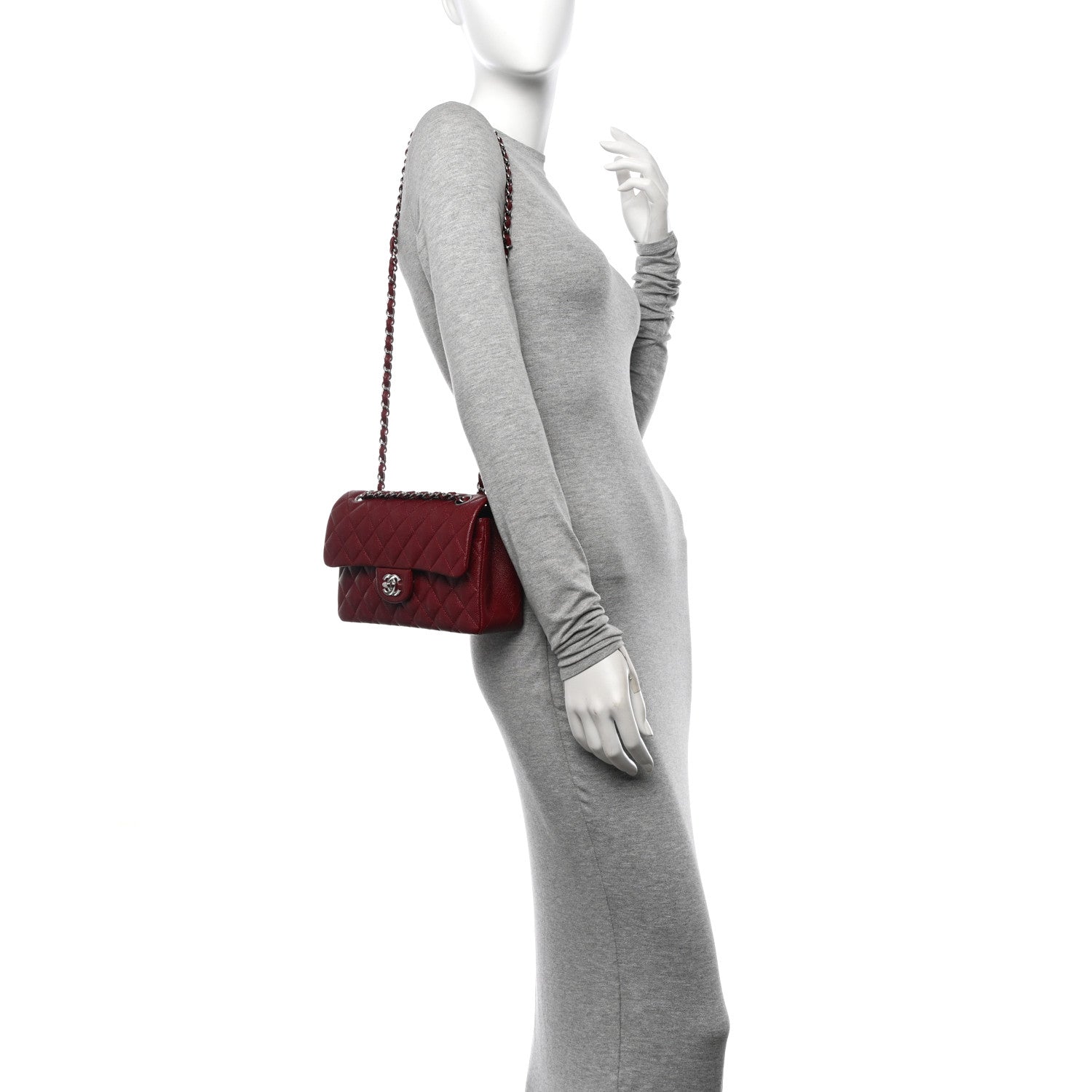 Chanel Caviar Quilted Small Double Flap Burgundy 2 of 11