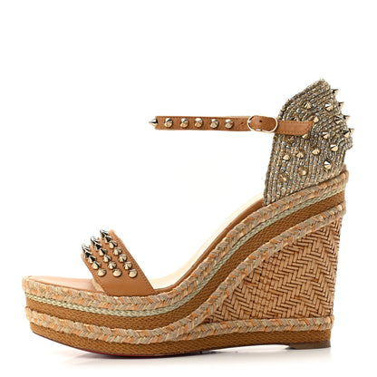 Christian Louboutin Nappa Madmonica 120 Wedge Sandals 40 Gold Silver 1 of 8