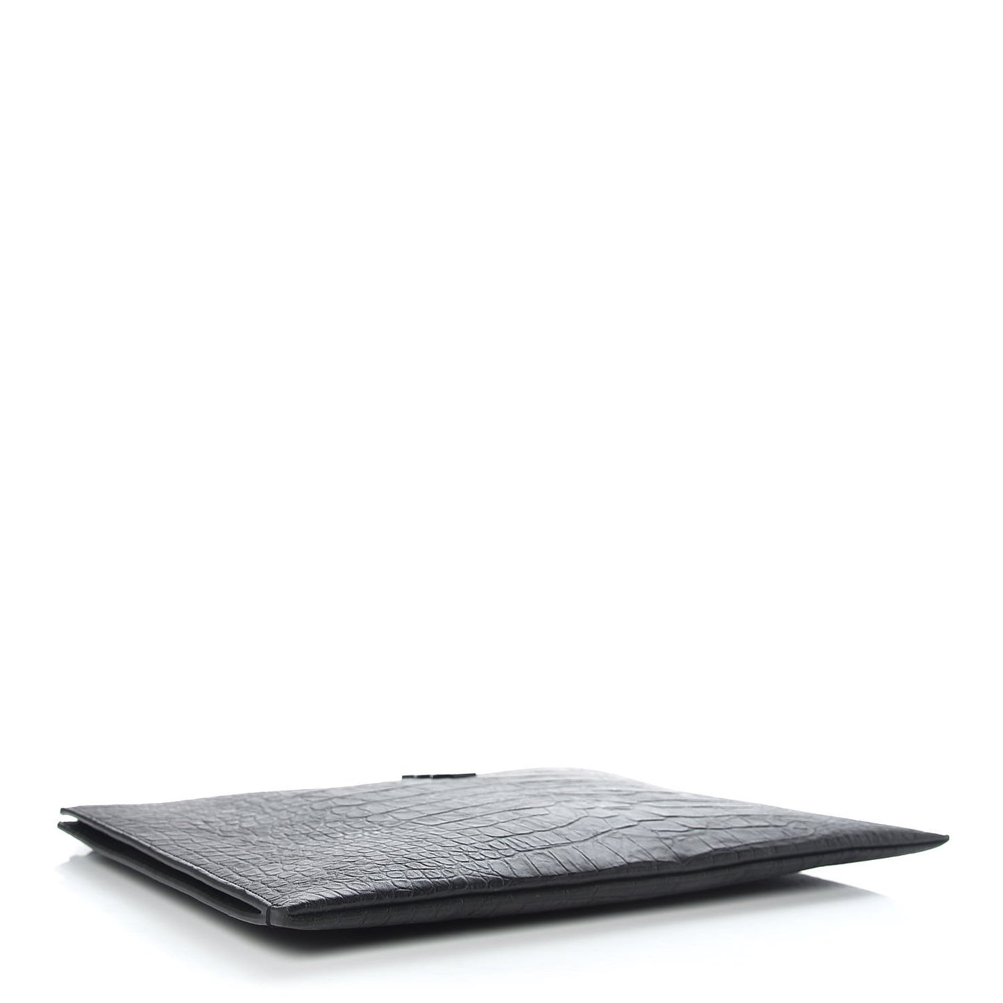 Calfskin Crocodile Embossed Monogram Document Holder Black