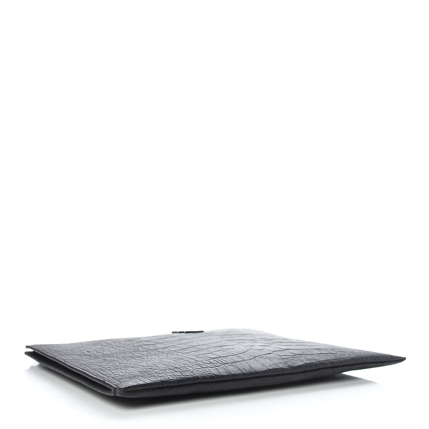 Saint Laurent Calfskin Crocodile Embossed Monogram Document Holder Black 4 of 9