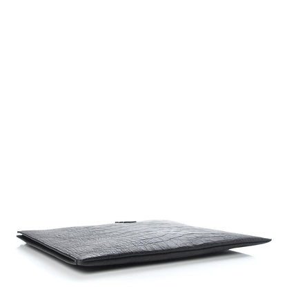 Saint Laurent Calfskin Crocodile Embossed Monogram Document Holder Black 4 of 9
