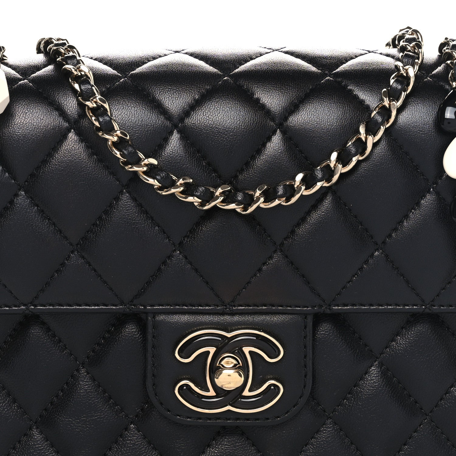 Chanel Lambskin Resin Quilted Mini Heart Square Flap Black 8 of 11