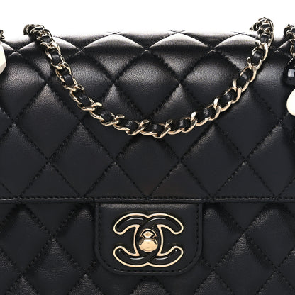 Chanel Lambskin Resin Quilted Mini Heart Square Flap Black 8 of 11