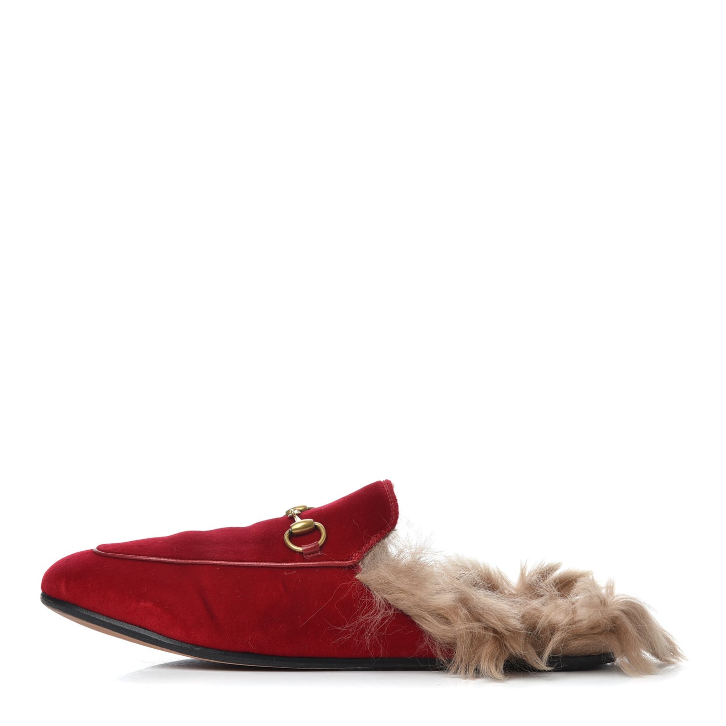 Velvet Fur Womens Princetown Slippers 39 Hibiscus Red