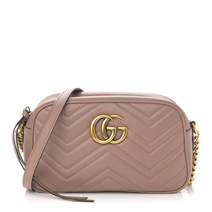 Gucci Calfskin Matelasse Small GG Marmont Chain Shoulder Bag Porcelain Rose 1 of 13