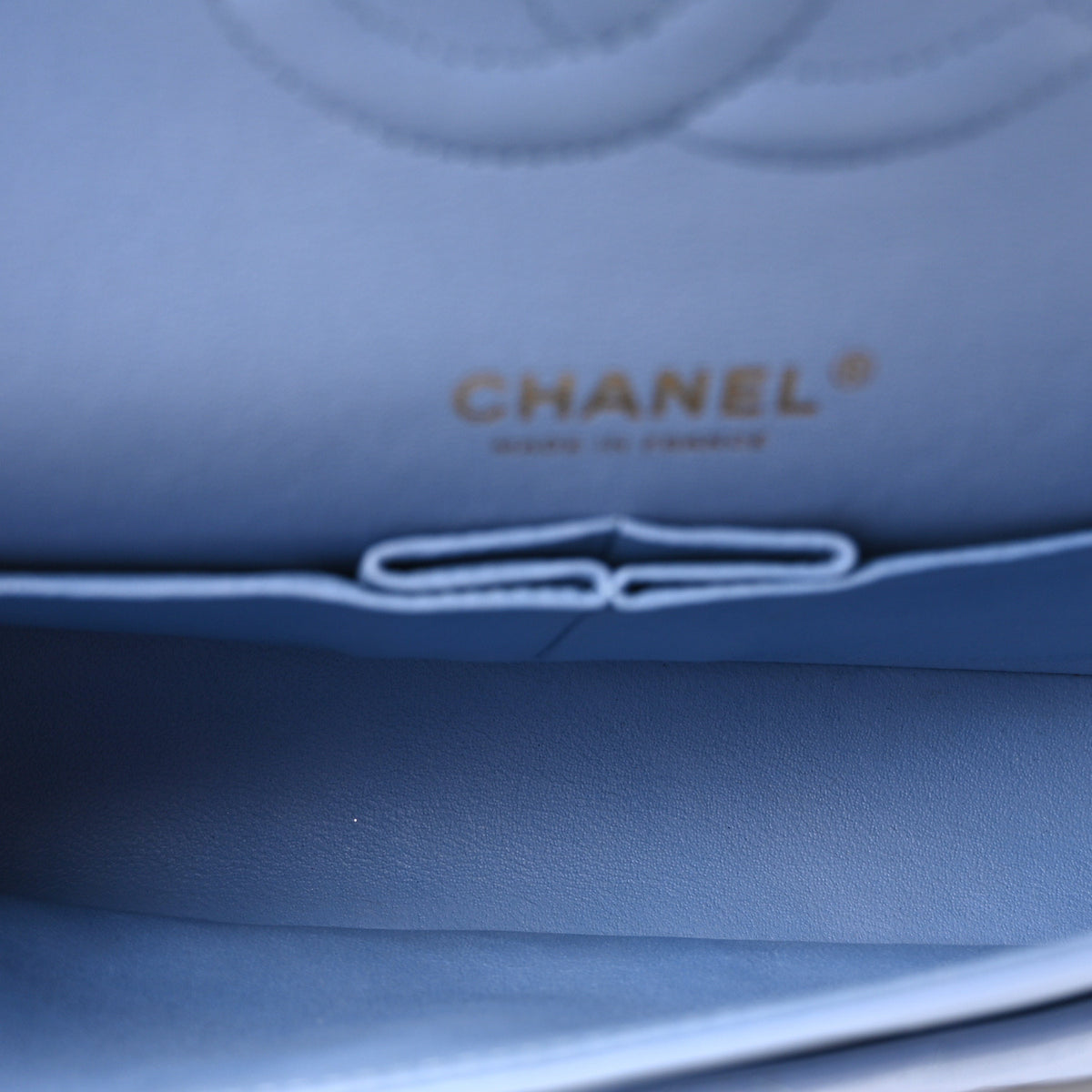 Lambskin Quilted Medium Double Flap Light Blue