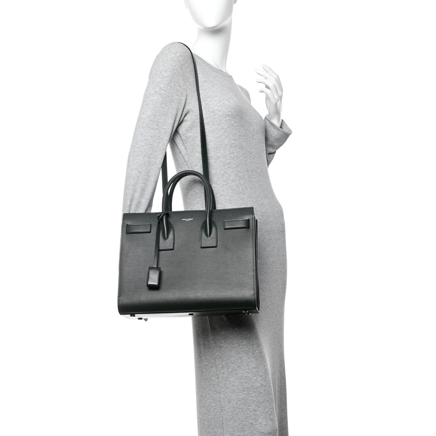 Saint Laurent Grained Calfskin Small Sac De Jour Dark Vert 2 of 13