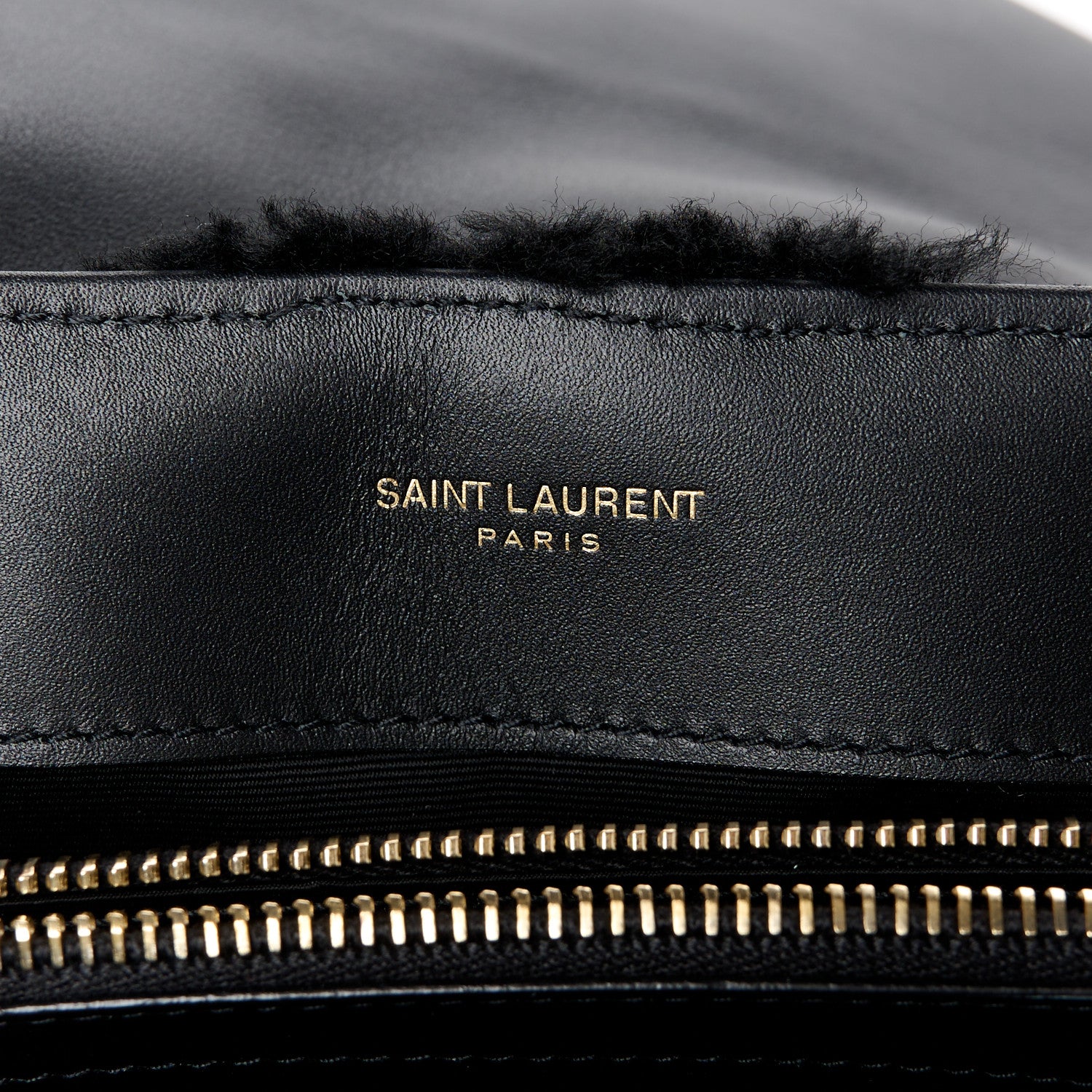 Saint Laurent Suede Shearling Y Quilted Monogram Small Loulou Chain Satchel Black 6 of 11