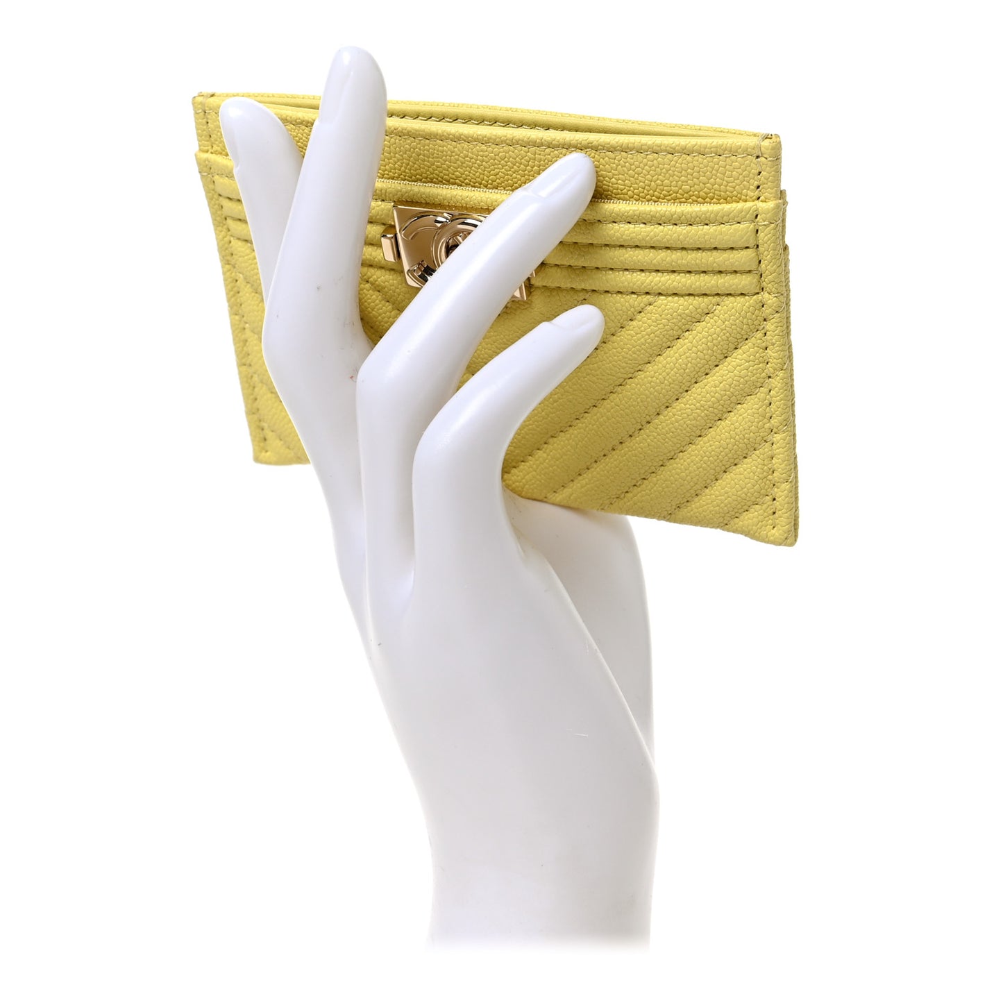 Caviar Chevron Quilted Boy Card Holder Yellow