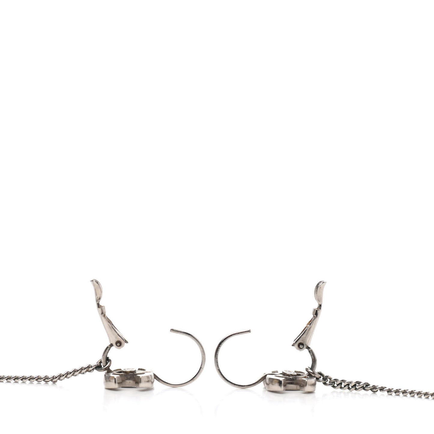 CC Button Dangle Earrings Silver