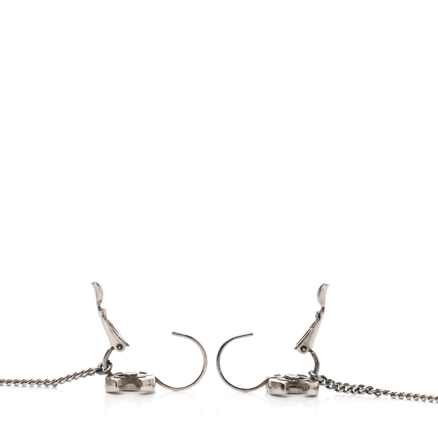 Chanel CC Button Dangle Earrings Silver 3 of 4