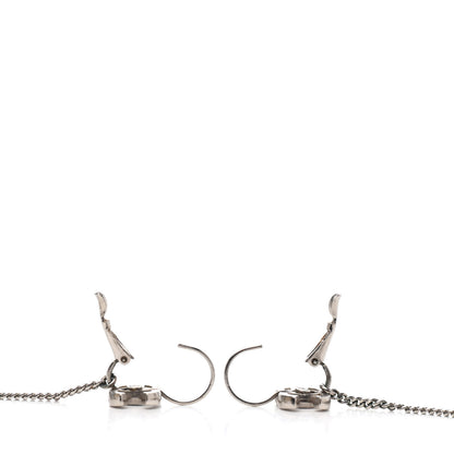 Chanel CC Button Dangle Earrings Silver 3 of 4