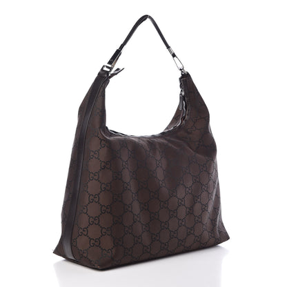 Gucci Nylon Monogram Hobo Dark Brown 2 of 14