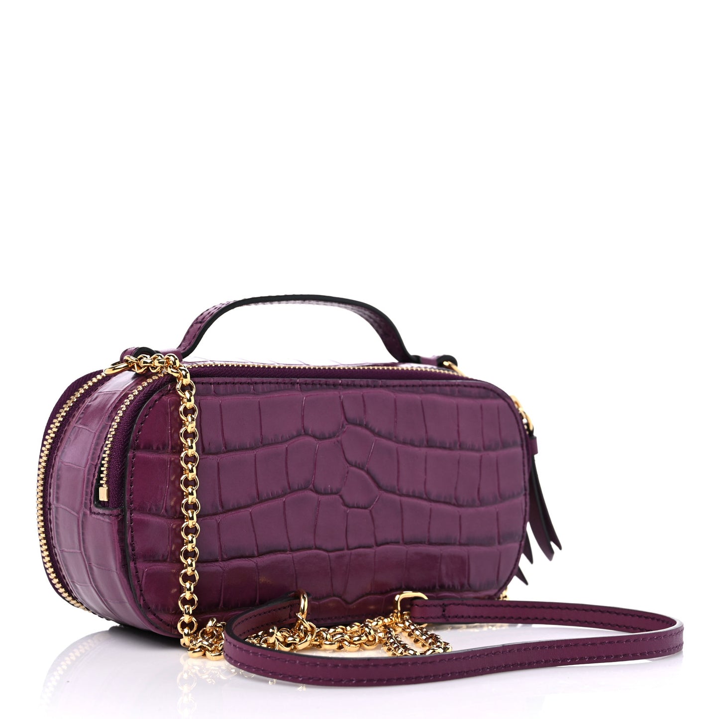 Calfskin Crocodile Embossed Mini C Vanity Bag Crushed Violet