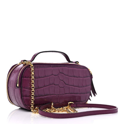 Chloe Calfskin Crocodile Embossed Mini C Vanity Bag Crushed Violet 3 of 10