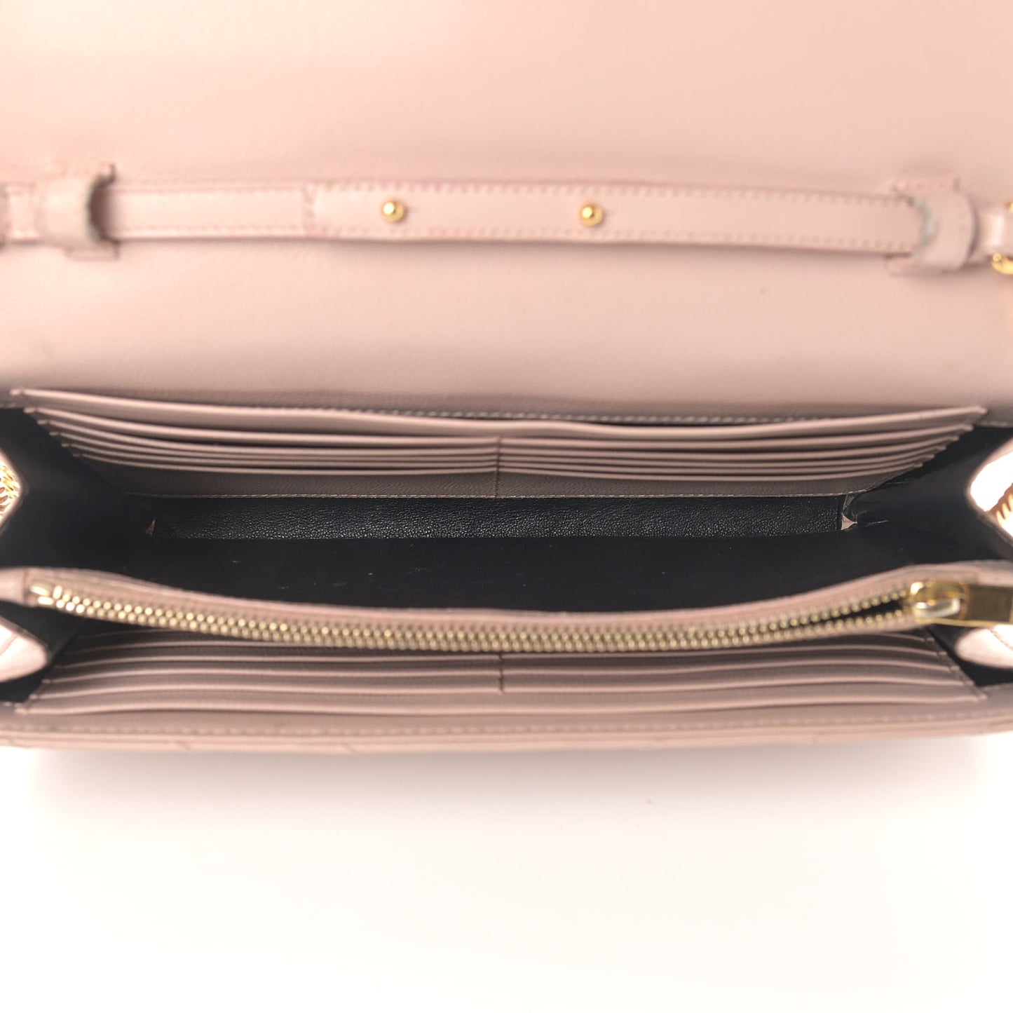Grain De Poudre Matelasse Chevron Monogram Chain Wallet Pale Pink