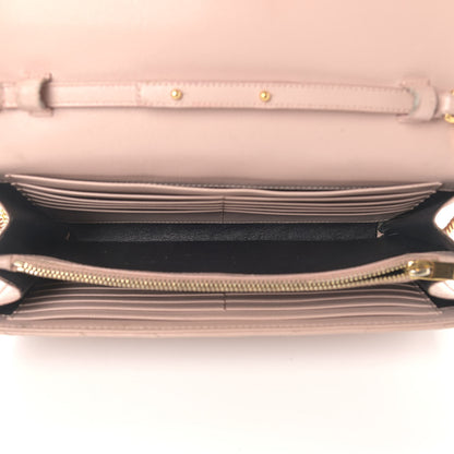 Saint Laurent Grain De Poudre Matelasse Chevron Monogram Chain Wallet Pale Pink 5 of 16