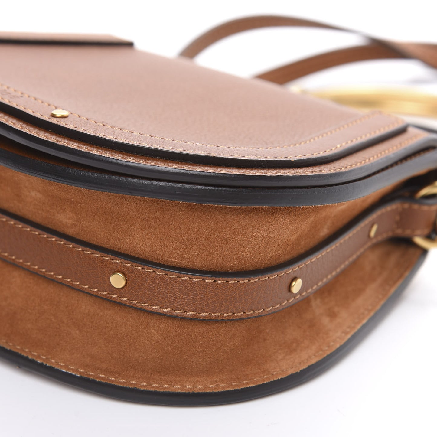 Calfskin Suede Small Nile Bracelet Bag Caramel