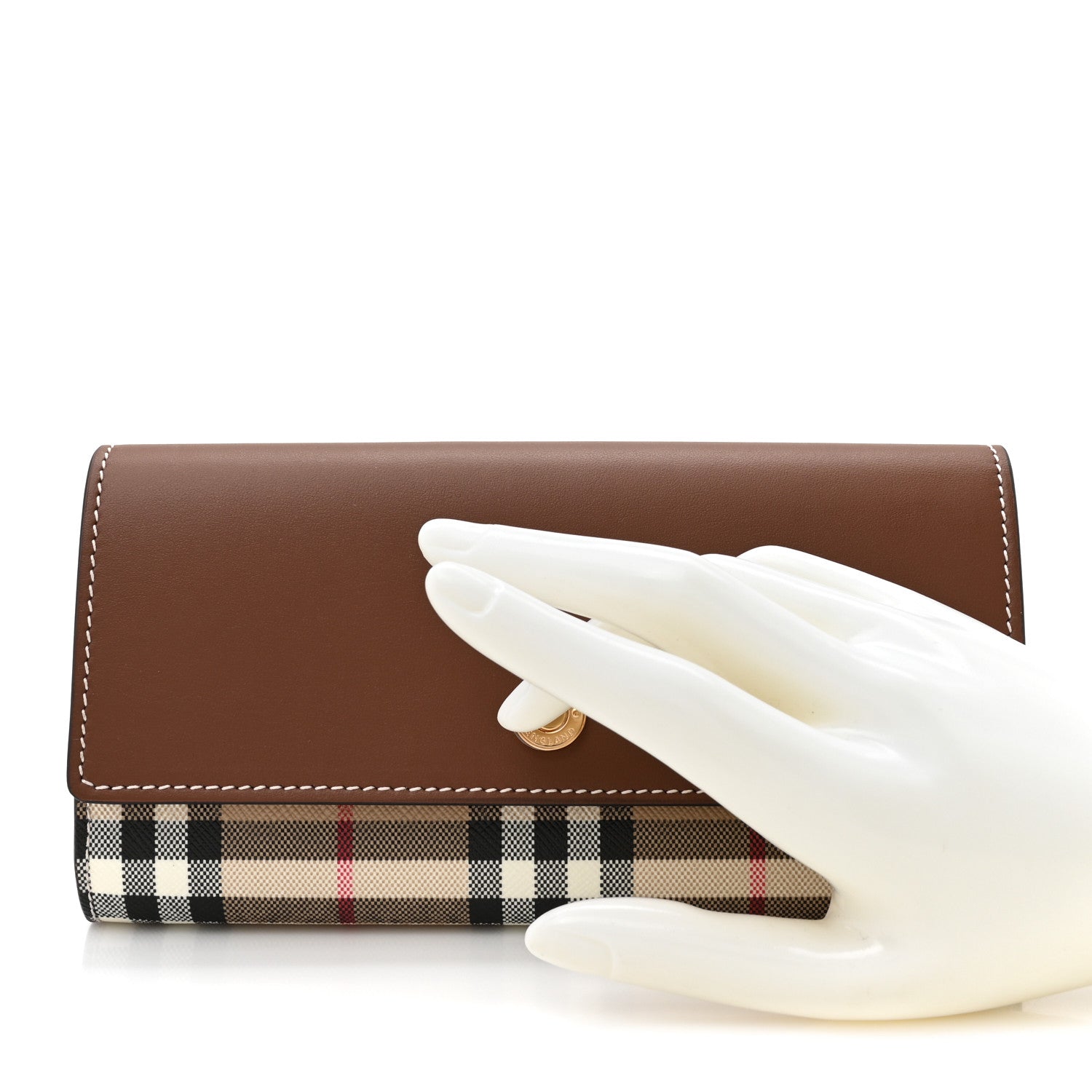 Burberry Vintage Check Grain Calfskin Halton Wallet Tan 2 of 11