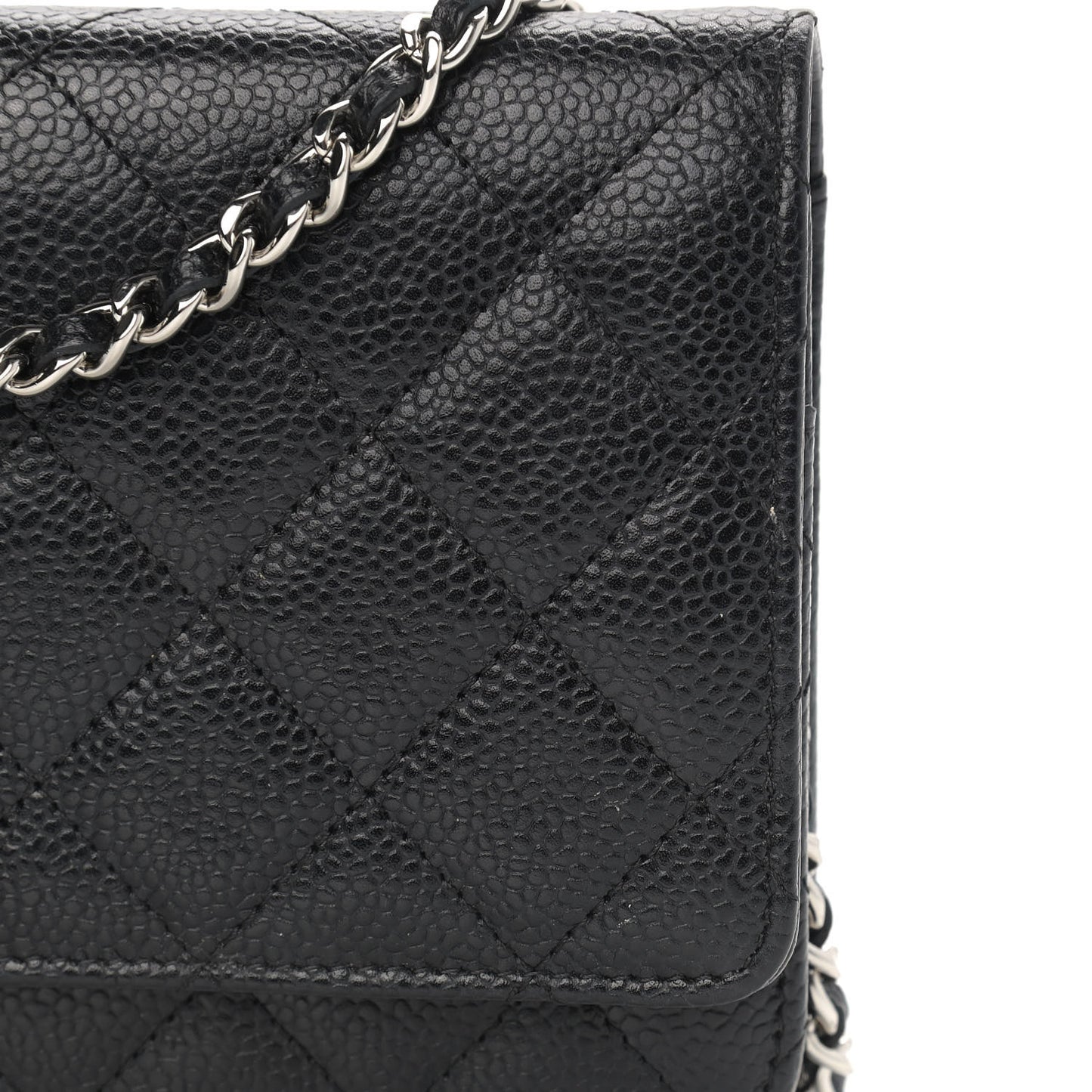 Caviar Quilted Wallet On Chain WOC Black