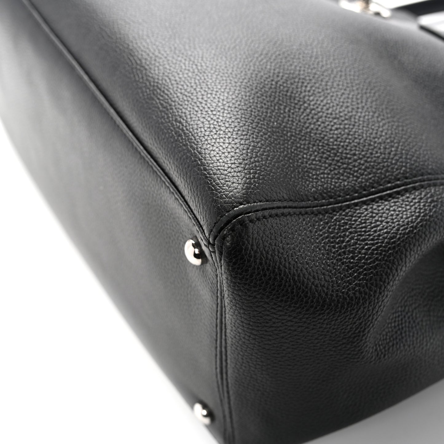 Calfskin Cerf Executive Shopper Tote Black
