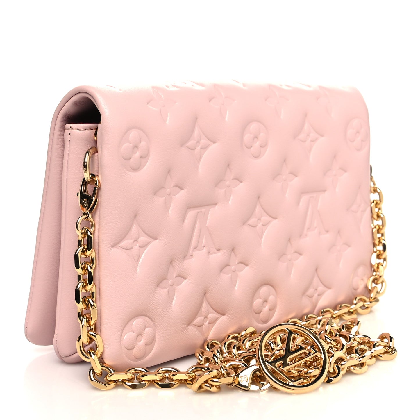 Lambskin Embossed Monogram Pochette Coussin Rose
