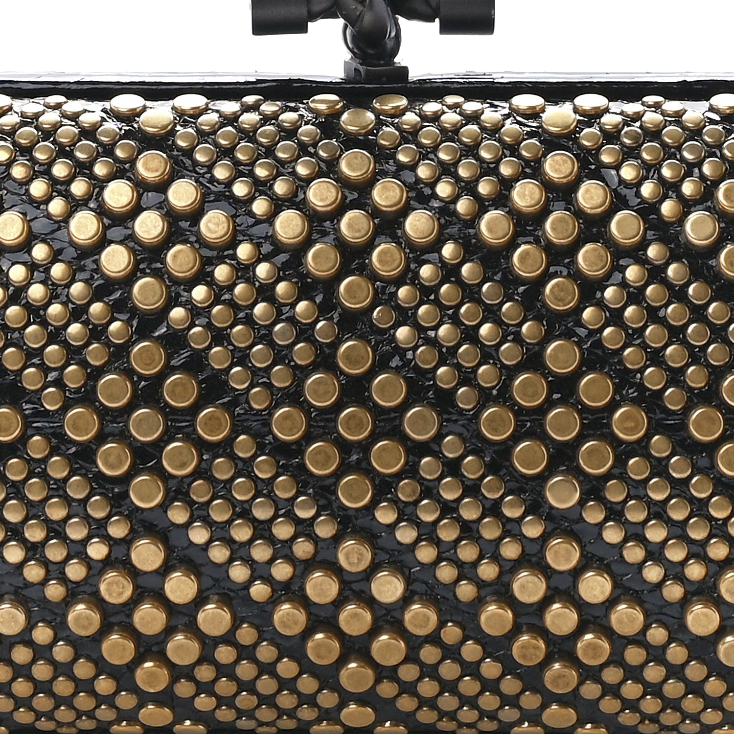 Bottega Veneta Snakeskin Studded Knot Clutch Black 7 of 10