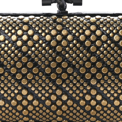 Bottega Veneta Snakeskin Studded Knot Clutch Black 7 of 10