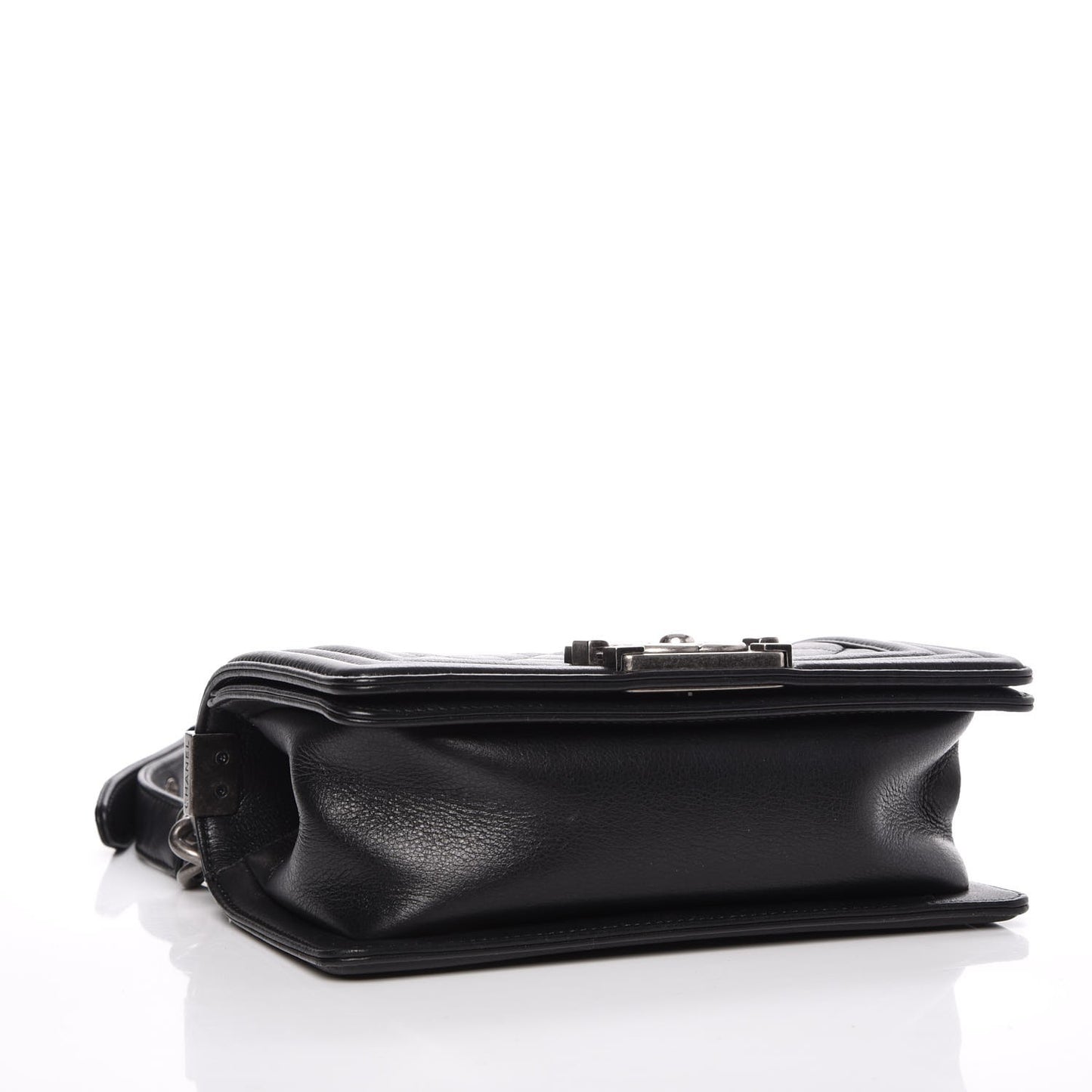 Calfskin Quilted Small Boy Flap Black
