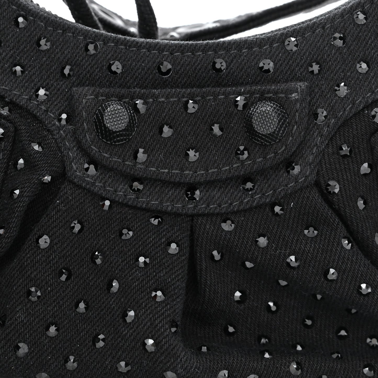 Denim Embellished Le Cagole Shoulder Bag XS Black