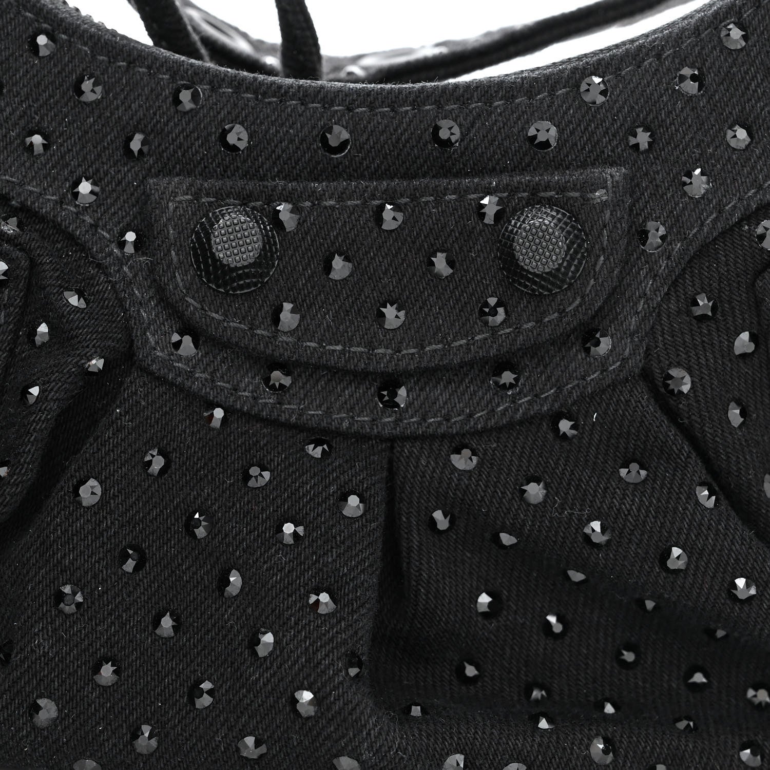 Balenciaga Denim Embellished Le Cagole Shoulder Bag XS Black 9 of 11