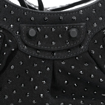 Balenciaga Denim Embellished Le Cagole Shoulder Bag XS Black 9 of 11