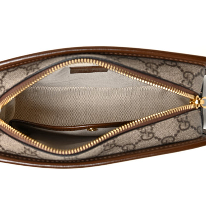 Gucci GG Supreme Monogram Azalea Calfskin Fake/Not Retro Interlocking G Cosmetic Case Beige Ebony Brown Sugar 4 of 10