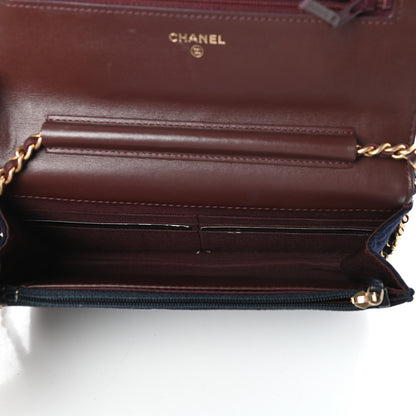 Chanel Felt Quilted Paris-Hamburg Charms Wallet On Chain WOC Dark Navy 5 of 10