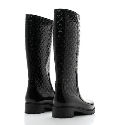 Louis Vuitton Rubber Embossed Monogram Splash Rain Boots 38 Black 4 of 7