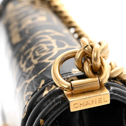 Chanel Calfskin Crocodile Embossed Graffiti Cocodile Medium Boy Flap Black 11 of 15