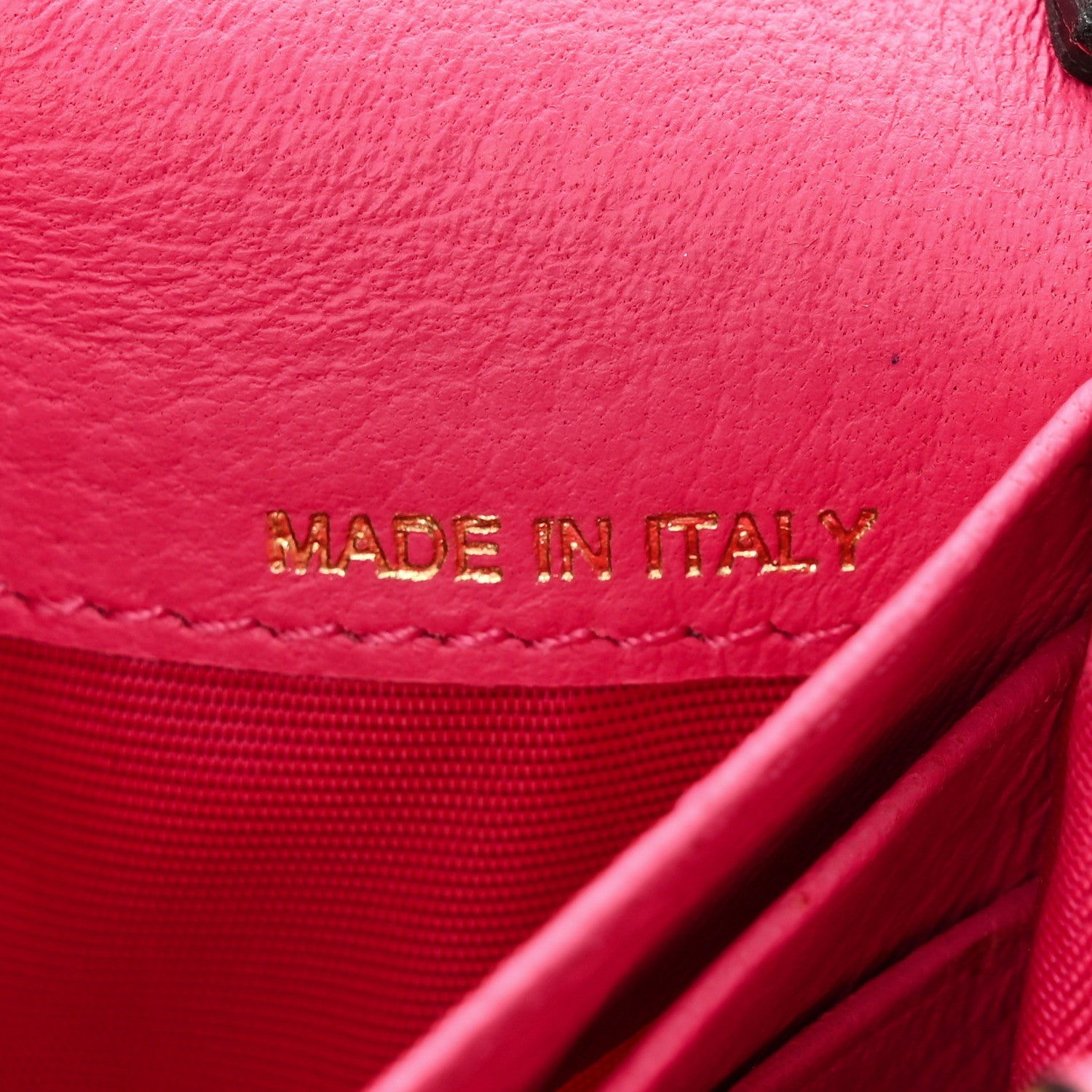 Valentino Garavani Metallic Pebbled Calfskin Rockstud Flap Wallet On Chain Peony 7 of 12