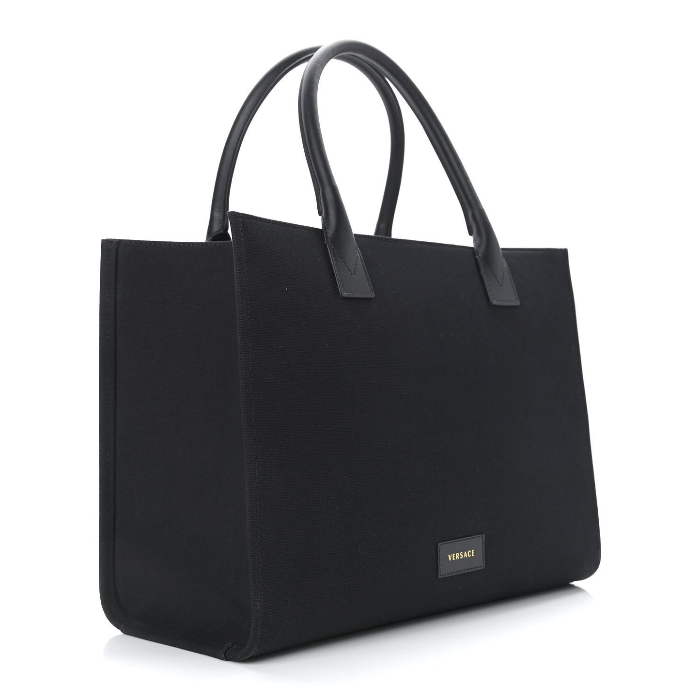 Canvas Suppler Calfskin Cabas GV Signature Tote Black