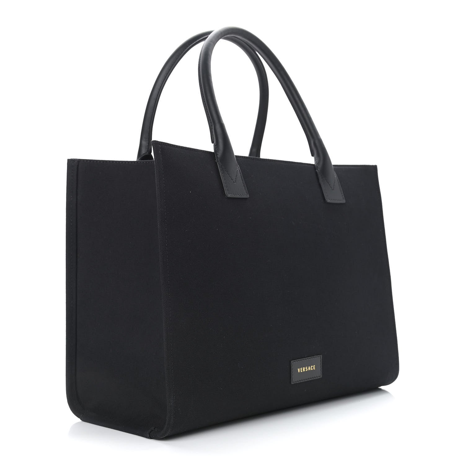 Versace Canvas Suppler Calfskin Cabas GV Signature Tote Black 3 of 9
