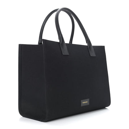 Versace Canvas Suppler Calfskin Cabas GV Signature Tote Black 3 of 9