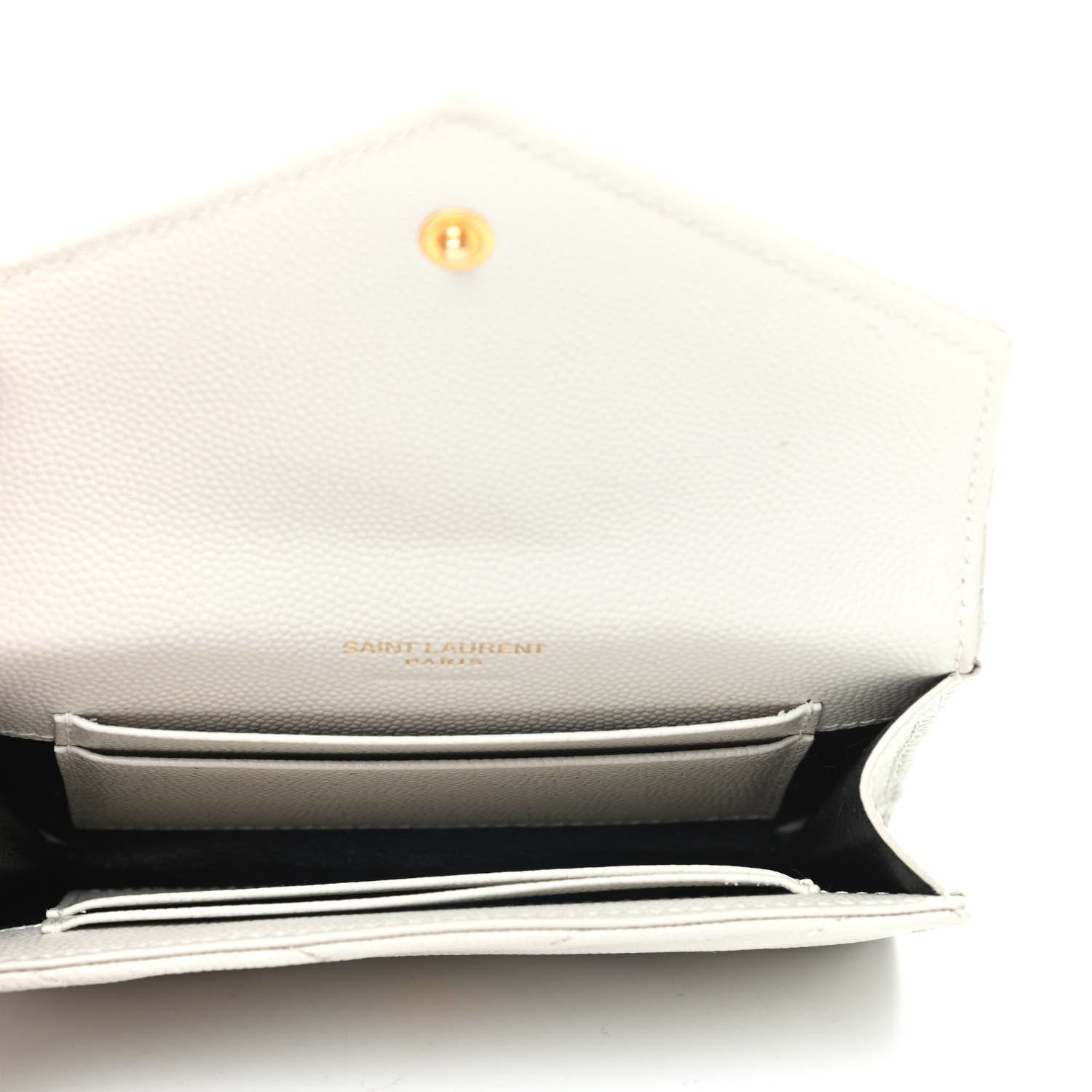 Saint Laurent Grain De Poudre Matelasse Chevron Small Monogram Envelope Wallet Crema Soft 5 of 9