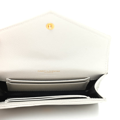 Saint Laurent Grain De Poudre Matelasse Chevron Small Monogram Envelope Wallet Crema Soft 5 of 9