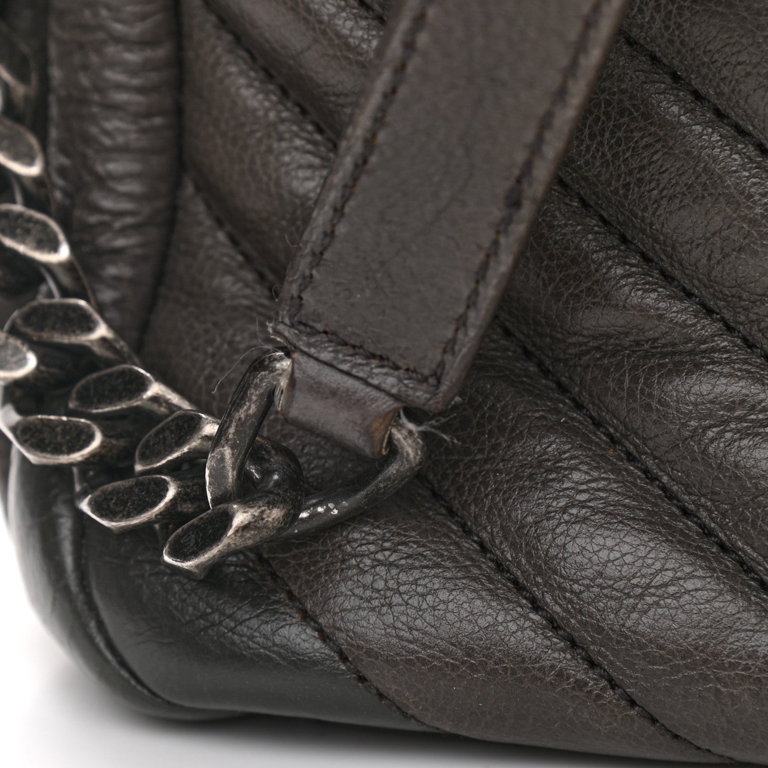 Saint Laurent Sheepskin Matelasse Chevron Monogram Large College Satchel Dark Anthracite 14 of 15