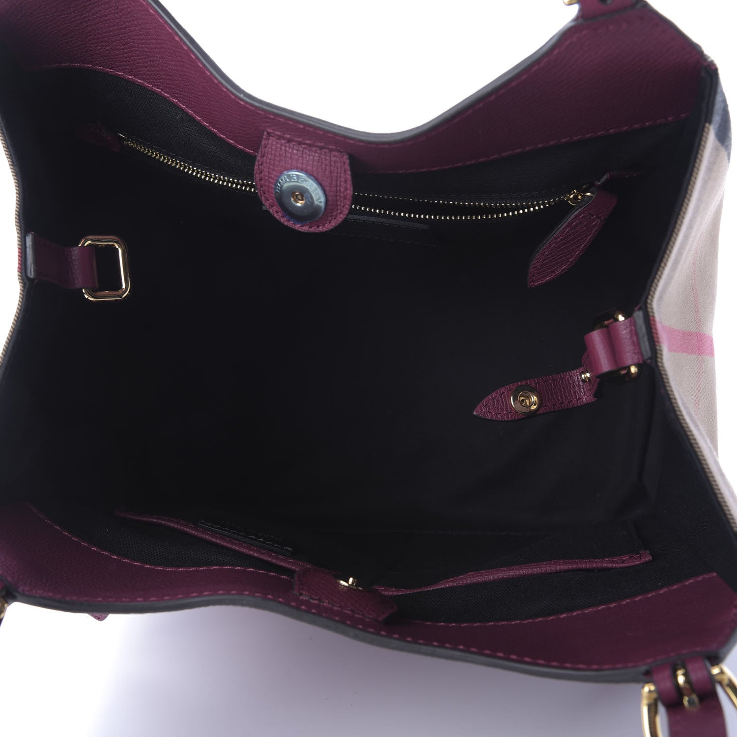 Burberry Grainy Calfskin House Check Small Canterbury Tote Berry Pink 5 of 10