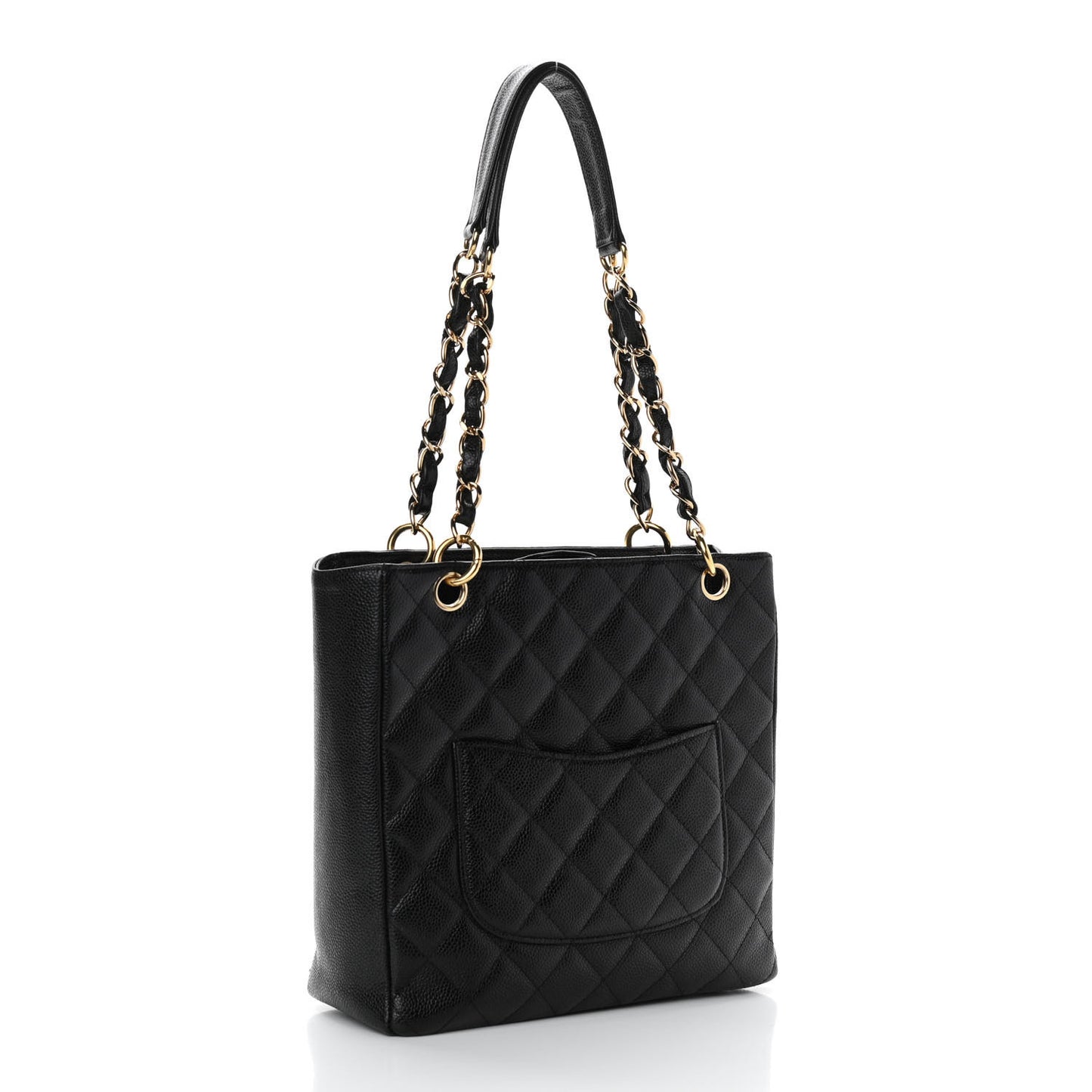 Caviar Quilted Petit Shopping Tote PST Black