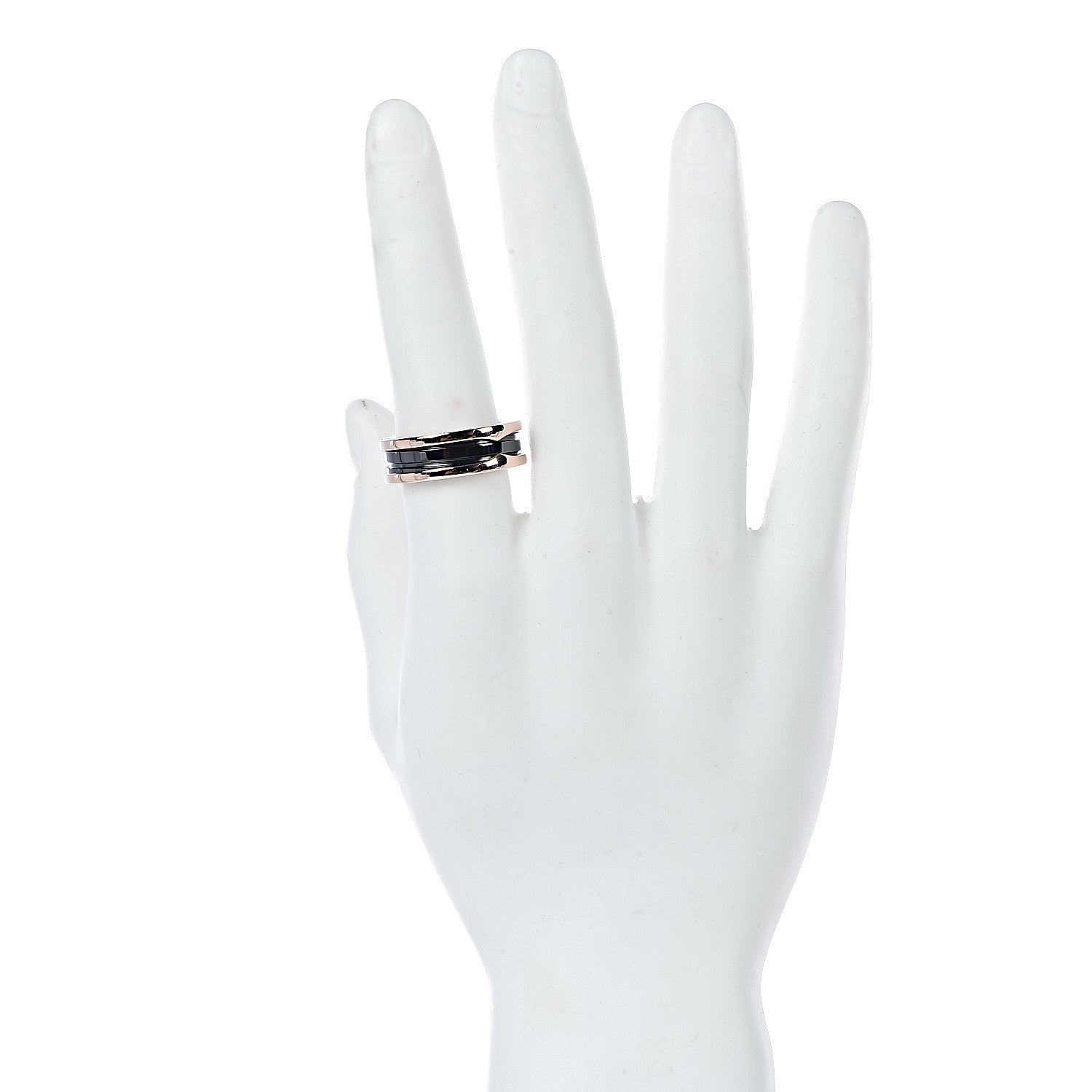 Bulgari 18K Rose Gold Black Ceramic B.Zero1 Two-Band Ring 65 11 2 of 7