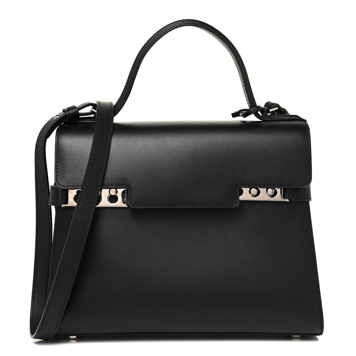 Delvaux Calfskin MM Tempete Satchel Black 1 of 20