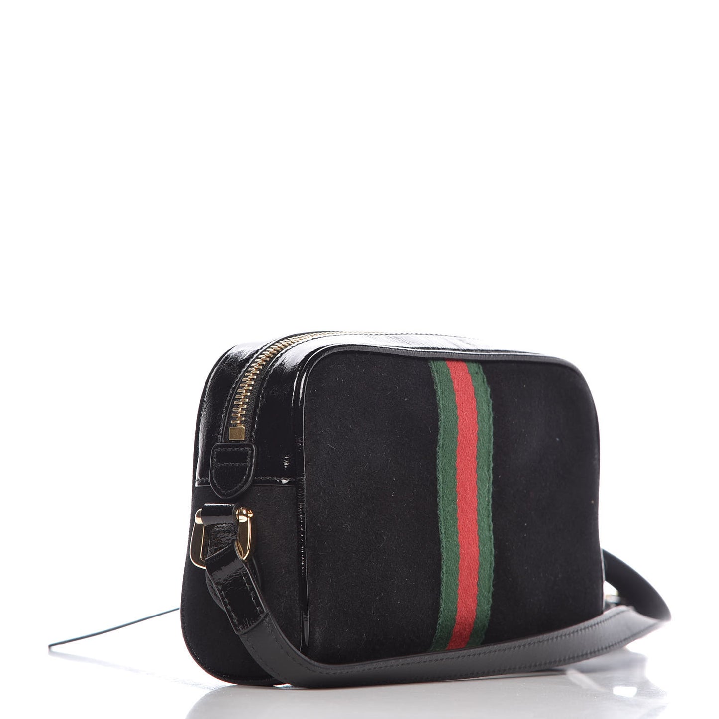 Suede Patent Web Mini Ophidia Shoulder Bag Black